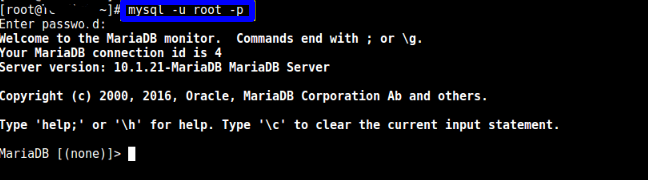 MariaDB login command