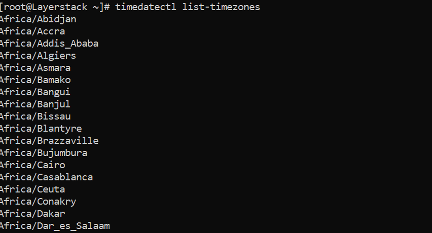 Command to Display all available Timezones