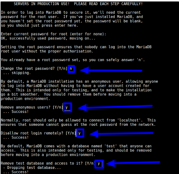 Command to secure mariaDB