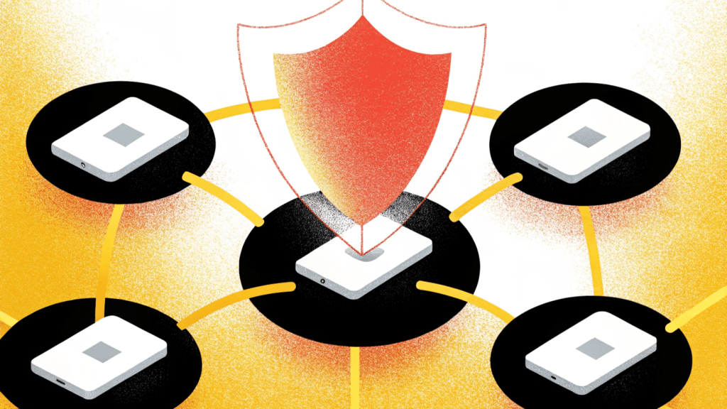 Your IoT Project: Dream Machine or Digital Nightmare? 4 a security shield icon overlaid on a network of c