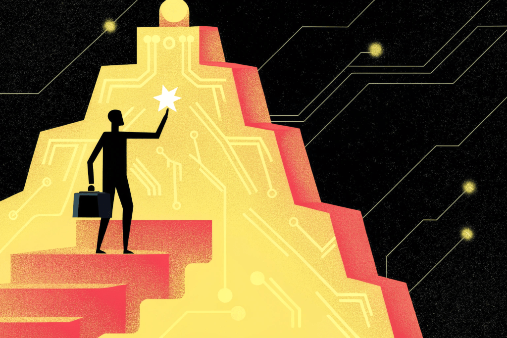 Digital Transformation: Ditch the Jargon, Grab the Future 3 a stylized digital illustration of a confident dig