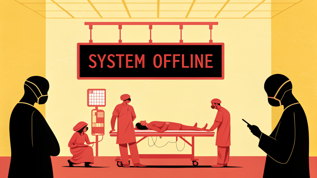 They Didn’t See It Coming — Will You? 5 a dramatic image of a paused surgery with a digita